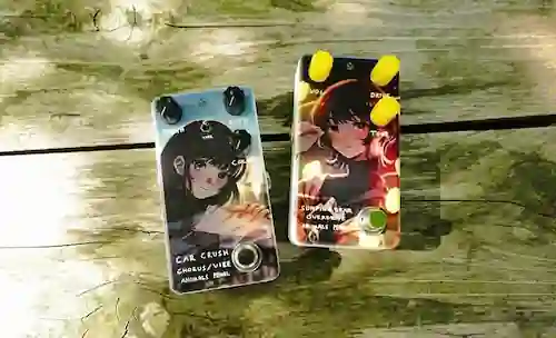 Animals Pedal Custom Illustrated 028 CAR CRUSH CHORUS/VIBE by hmng "光の匂い"、Custom Illustrated 029 Surfing Bear Overdrive by hmng "灯恋の花"