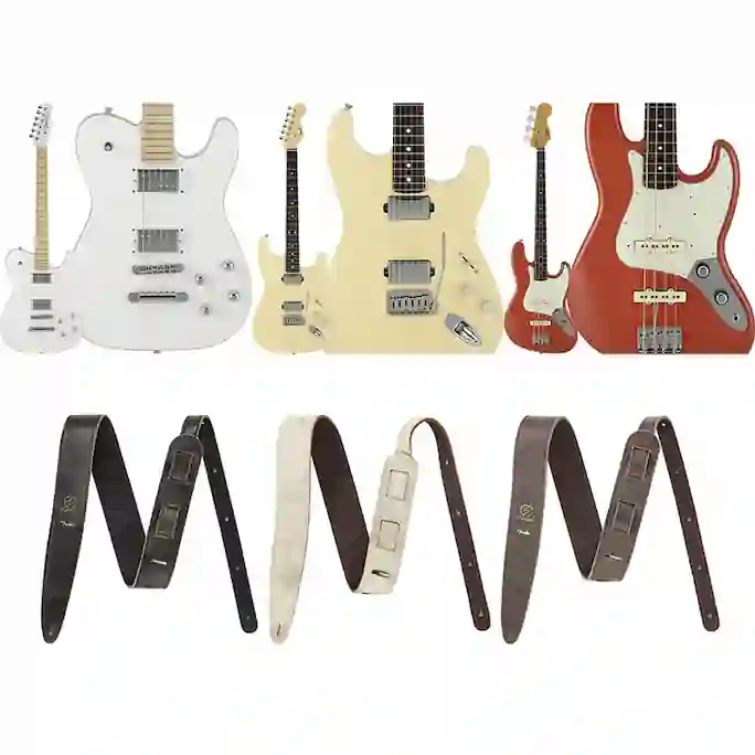 Fender Haruna Telecaster Boost、Mami Stratocaster Omochi、Tomomi Jazz Bass、SCANDAL Signature Strap