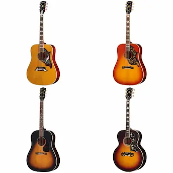 Epiphone 1963 Dove Reissue、1960 Hummingbird Reissue、1942 Banner J-45 Reissue、Pre-War SJ-200 Rosewood Reissue